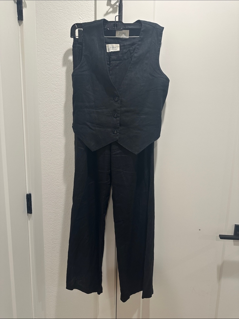 Black Linen Vest & Pants Set